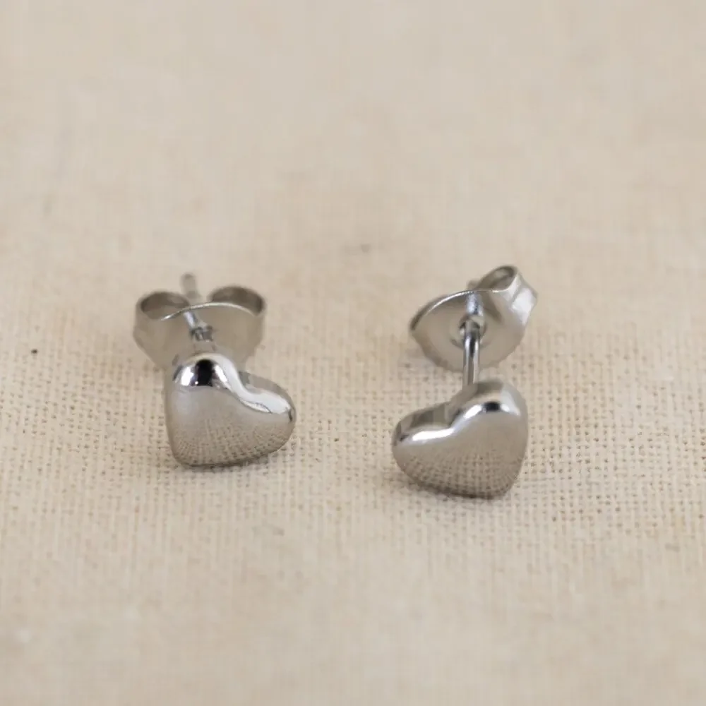 Y2k 2000s vintage Silver Heart Stud Earrings